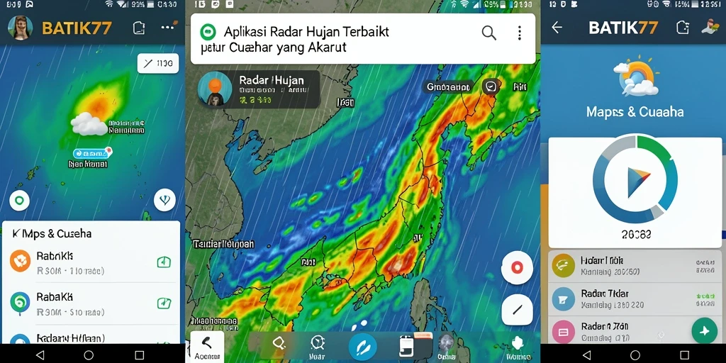 Tampilan antarmuka aplikasi BATIK77 dengan fitur Radar Hujan yang interaktif.