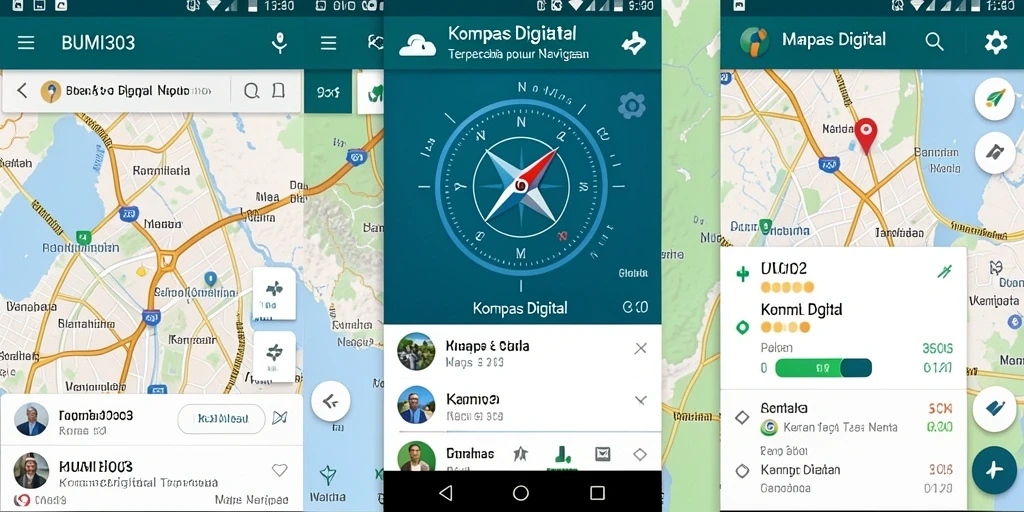 Antarmuka BUMI303 menampilkan fungsi Kompas Digital yang intuitif.