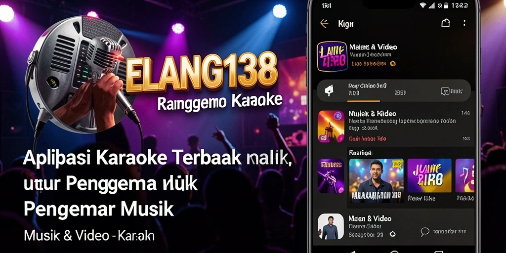 Antarmuka aplikasi ELANG138 dengan fitur Karaoke yang menarik.
