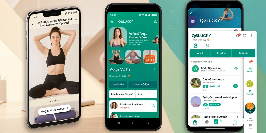 Antarmuka aplikasi QGLUCKY yang intuitif dan mudah digunakan untuk latihan yoga.