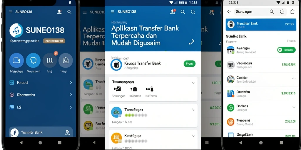 Antarmuka SUNEO138 yang sederhana dan fungsional untuk Transfer Bank.