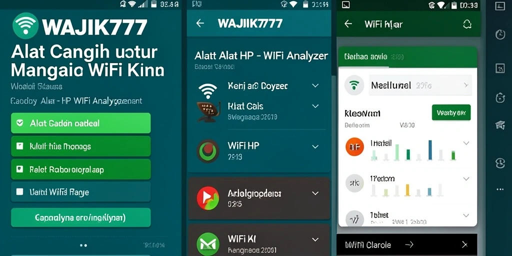 Antarmuka WAJIK777 menampilkan grafik analisis koneksi WiFi yang informatif.