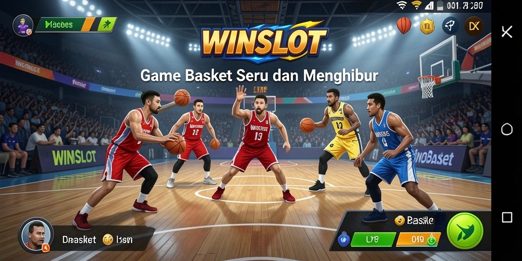 Tampilan antarmuka WINSLOT saat pertandingan basket yang mendebarkan.